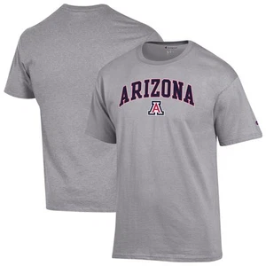 Men's-Champion Heather Gray Arizona Wildcats Arch Over Logo T-Shirt - Picture 1 of 3