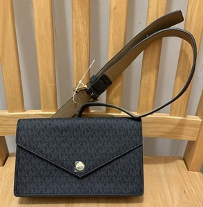 NEW Michael Kors Signature Clutch Envelope Flap WALLET PURSE Black AS IS - Picture 1 of 13