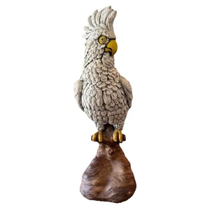 Bemalte große Alablaster Papagei Kakadu WEISS & GELB Skulptur 16" Statue - Bild 1 von 6
