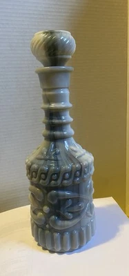 Botella de vidrio de escoria Jim Beam 1972 vintage con tapón. Azul jaspeado, gris, blanco. Foto 1 de 4