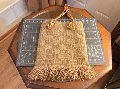VTG Arrowcraft Shop Handwoven Textile Tote Handbag Purse Sandy Tan Gatlinburg - Image 1 of 4