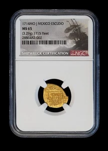 1714 MEXICO 1 ESCUDO NGC MS 65 1715 FLEET SHIPWRECK - Picture 1 of 3