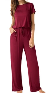 NEW Soft Jumpsuits Short Sleeve Casual Wide Legs Romper S - Picture 1 of 7