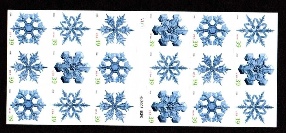 USA Scott 4116b Complete Self Adhesive Pane, 39¢ Snowflakes - ATM Pane of 18 - Image 1 of 1