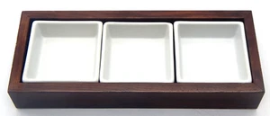 Pottery Barn Bradford 3 Divide Section Removable White Ceramic Wood Serving Tray - Picture 1 of 7