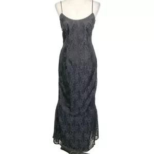 Jessica McClintock Gunne Sax Dress Women 5/6 Black Lace Mermaid Whimsygoth Prom - Picture 1 of 12