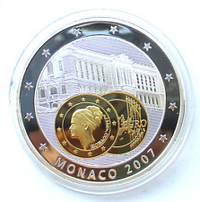 Medaille Monaco Europa 2007 versilbert mit Goldapplikation Polierte Platte