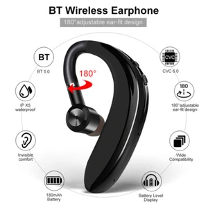 New Bluetooth 5.0 Headset Wireless Earbuds Earphones Stereo Headphones Ear Hook - Picture 1 of 14