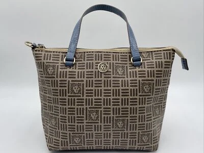 Anne Klein Shoulder Bag Purse Classic Lion Logo Blue Double Handle Gold Hardware - Image 1 of 4