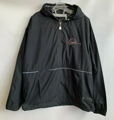 Chaqueta deportiva negra cortavientos suéter con capucha 1/2 cremallera logotipo Oprah talla M Foto 1 de 4