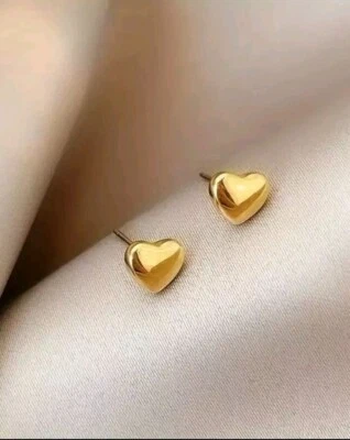 Aretes Forma Corazón Regalo Para Mujeres Oro  Acero Inoxidable  Chapado Oro 18k - Image 1 of 4