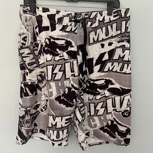Metal Mulisha Board Shorts Men’s Black Size 31 Skull Helmet Swim Trunks All Over - Picture 1 of 6