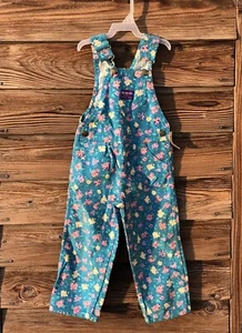 Vintage Oshkosh B'Gosh Vestbak Blue Floral Corduroy Children Overalls 4T USA New - Picture 1 of 18