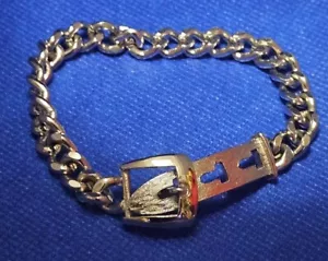 Vintage AVON Silver Tone Adjustable Belt Buckle Chain Bracelet Original Box/card - Picture 1 of 6
