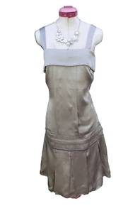 UNTOLD Silver Grey Silk DRESS Size UK 10 NWT NEW Sleeveless Pleated Cocktail Eve - Picture 1 of 6