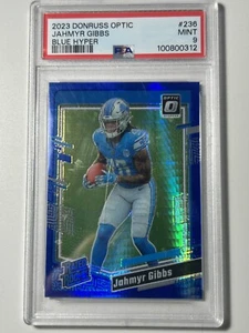 2023 PANINI DONRUSS OPTIC PURPLE SHOCK #236 JAHMYR GIBBS ROOKIE RC PSA 9 - Picture 1 of 2
