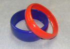 2 Pieces 3D Printed Bracelets Blue & Red Colour Chunky Bangle Cuff Light Bracele
