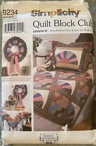 Simplicity 9234 Pattern Quilt Block Club Grandmother's Fan Bow Tie Blocks - Picture 1 of 3