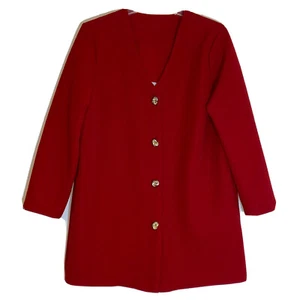 Vintage Blair Boutique Gr. 14 XL rot strukturiert klassisch gold Knopfjacke 80er 90er - Bild 1 von 9