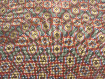 Vintage Cotton Fabric Small Geomatric Squares Dots Multicolored BTY x 42 - Image 1 of 4