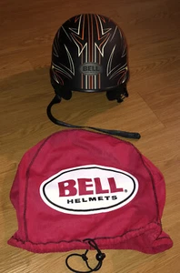 Bell Half Shell Black Orange Tribal Graphic Motorcycle Helmet Adult Small + Bag - Picture 1 of 14