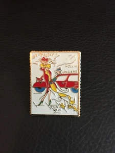 UNGARO BROOCH PARIS FRANCE PIN EVENING DRESS FASHION BAG ART NOUVEAU STAMP - Picture 1 of 3