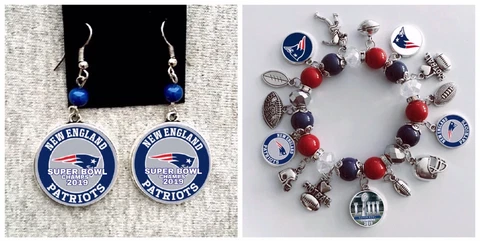 New England Patriots Super Bowl Bracelet and Earring set Cover