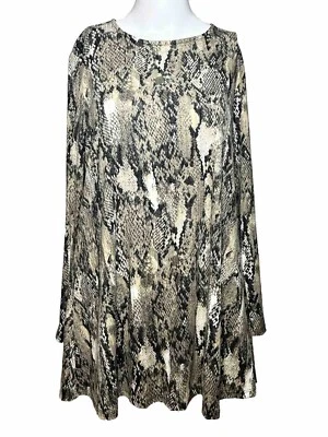 Boho Chic Shirt Women's Medium Snake Print Long Sleeve Bohemian NEW - AC - Image 1 of 4