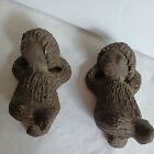 Set Of Two Vibeke Utke Ramsing Stoneware Ceramic Dark Brown Troll Figurine