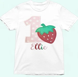 Girls Strawberry Shirt for a Berry Special First Birthday Perfect for Her Very F - Picture 1 of 6