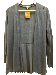 East Navy Linen Cotton Pleat Back Edge to Edge Cardigan Size XS Preloved - Picture 1 of 6