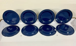 Pottery Barn Enamel Dinner Plates 10 Inch Navy Blue Set of 8 Out Of Production - Picture 1 of 8