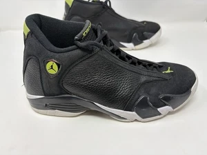 Air Jordan 14 Retro 2016 Indiglo Black Green White Leather 487471-005 Size 9M - Picture 1 of 13