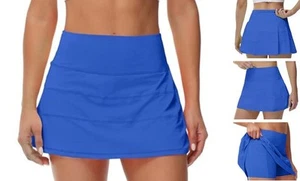 Pleated Tennis Skirt for Women with Pockets Women's High Waisted 2 Blue - Picture 1 of 7