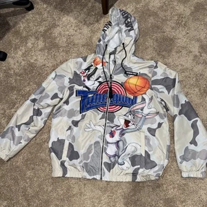 MEMBERS ONLY x SPACE JAM Tune Squad Bugs Sylvester Taz Men LARGE Windbreaker - Picture 1 of 17