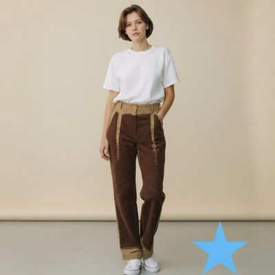 Alberta Ferretti Pre-Fall ‘21 Women Sz 4 Pants Trousers Wide Leg Brown Dip Dyed - Image 1 of 4