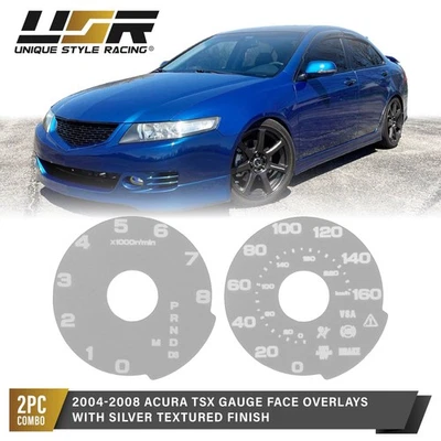 Premium Silver Gauge Face Overlay For 2004-2008 Acura TSX / Euro Accord CL7 - Imagem 1 de 4