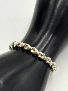 STERLING SILVER 925 ITALY 7.5" ROPE CHAIN 6 mm Wide BRACELET 10.8g - Picture 1 of 8
