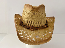 Milani Straw Cowboy Hat With Shapeable Brim Elastic Fit One Size Up To 21 inches