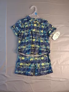Palm Trees Boy's Summer Shorts Set Hawaiian Style Wonder Nation 2-Piece NEW - Picture 1 of 5