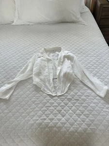 Zara Girls White Button Up Cropped Tie Shirt Size 8 - Picture 1 of 6