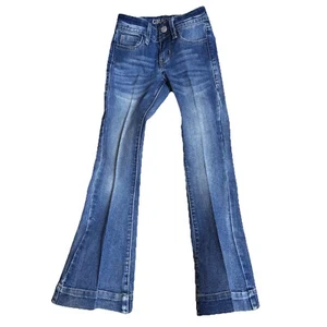 Grace In LA Denim Blue Jeans Girls Sz 4 Bootleg Whiskered Western Cowgirl Rodeo - Picture 1 of 15