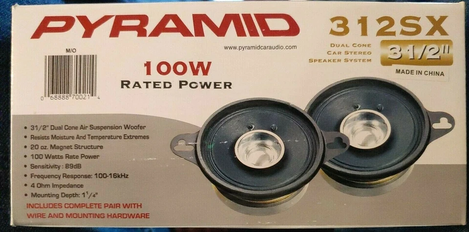 Altavoces estéreo para automóvil Pyramid 100 vatios cono dual 312 SX 3,5" Foto 1 de 4