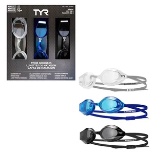 TYR Unisex Adult Swimming Goggles 3 Pack UV Protection Anti-fog 4 Removable Nose - Bild 1 von 6