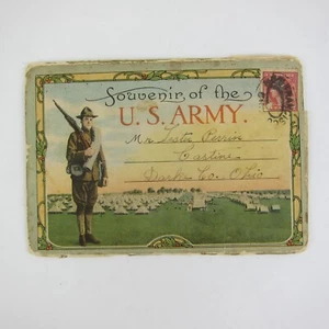 Postcard Folder WWI World War 1 U.S. Army Souvenir 24 Views Curt Teich Antique - Picture 1 of 18