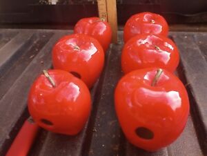 Lot Of 6 Ceramic Red Apples-See Details