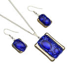 Blue Jewelry Set - Czech Bubble Glass Decorated with Platinum - Handmade