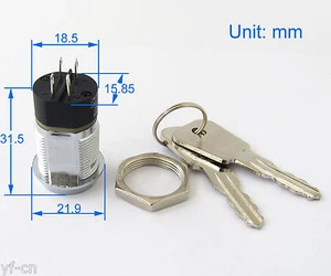 10pcs 18x16mm High Quality A Series 2803 2NO&2NC ON/OFF Key Ignition Lock Switch - Picture 1 of 4