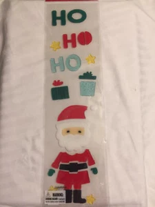 SANTA & PRESENTS Ho Ho Ho Christmas Window Gel Cling Classroom Party NEW - Picture 1 of 3