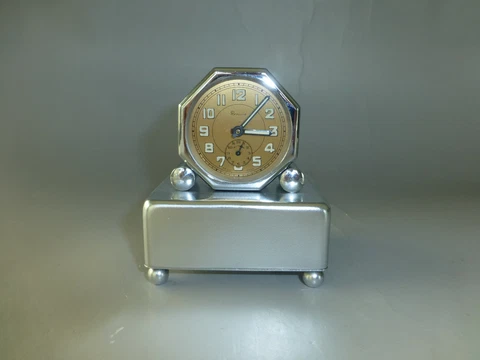 Antique Swiss Wind Up Musical Alarm Clock Reuge Music Box Plays 2 Songs Alarm Cover